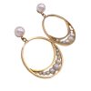 Pearl Door-Knocker Hoop Earrings 14K Gold Profile