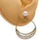 Pearl Door-Knocker Hoop Earrings 14K Gold Worn