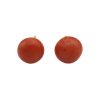 Red Coral Button Stud Earrings 18K