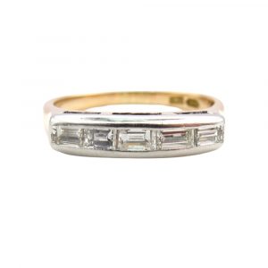 Retro 0.50ct Baguette Diamond Band Rose Gold Platinum