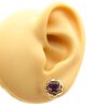 Retro Purple Paste Stud Earrings 14k Yellow Gold Worn