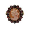 Victorian Revival Bohemian Garnet and Cameo Ring 14K Gold Front