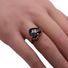 Victorian Revival Onyx and Diamond Heart Ring 10K Two-Tone worn