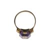 Victorian Ring Amethyst and Diamond 10K Gold, Floral Inlay Top Top View