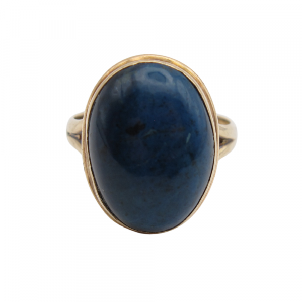 Vintage Lapis Cabochon Ring Split Shank Front