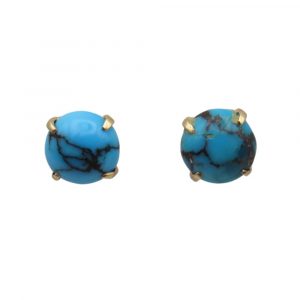 Vintage Turquoise Stud Earrings 14K