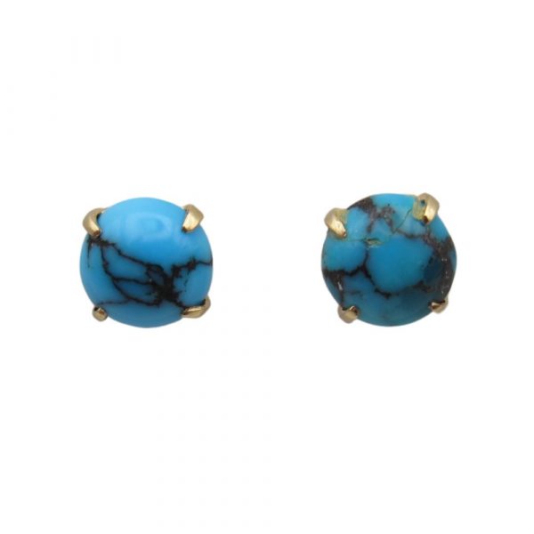 Vintage Turquoise Stud Earrings 14K