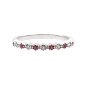 0.13ctw Ruby & Diamond Hexagon Band Ring 14K