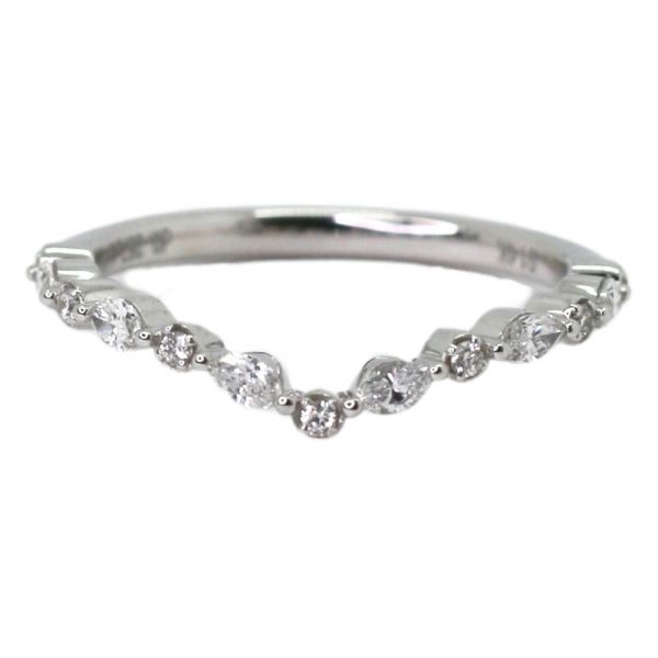 0.28ctw Marquise & Round Chevron Band Ring 14K