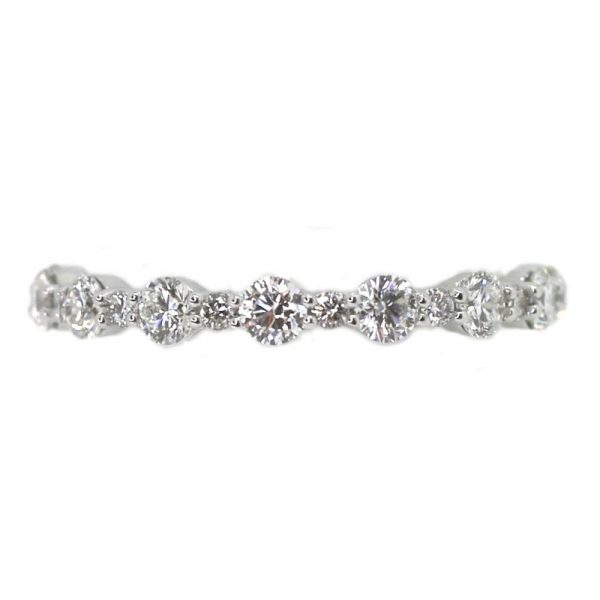 0.75ctw Alternating Diamond Stack Band Ring 14K straight on