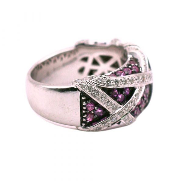 0.81ctw Diamond & Pink Sapphire Ring 14K Two-Tone Side