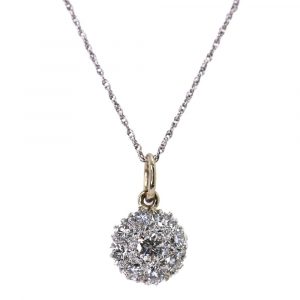 1.32ctw Diamond Cluster Necklace 14K