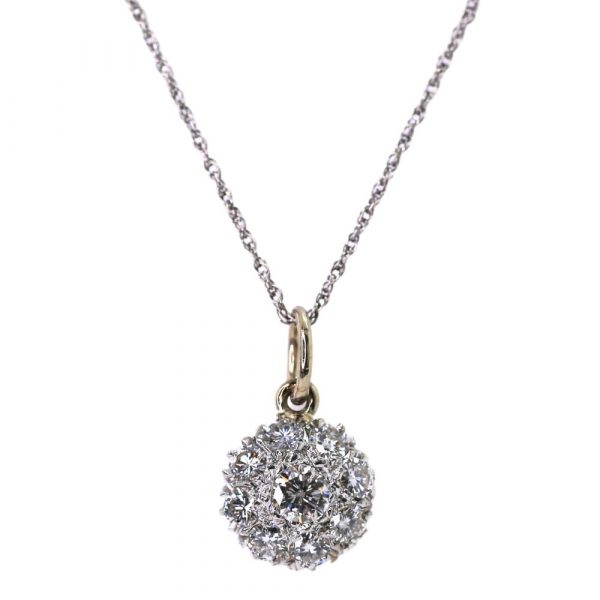 1.32ctw Diamond Cluster Necklace 14K