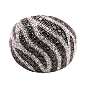 1.65ctw Black & White Diamond Zebra Dome Ring