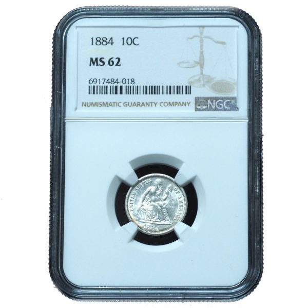 1884 Seated Liberty Dime MS62 NGC