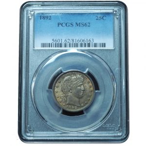 1892 Barber Quarter MS62 PCGS