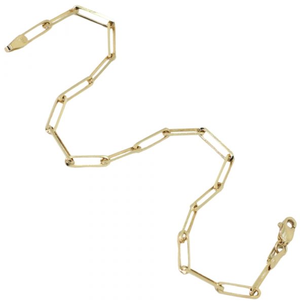 2.6mm Paperclip Bracelet, Yellow Gold full