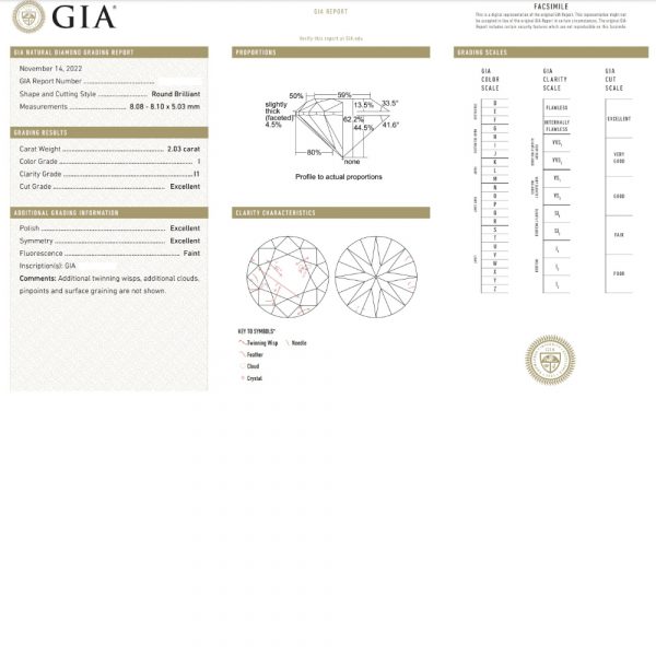 2ct Round Diamond Solitaire Engagement GIA Report