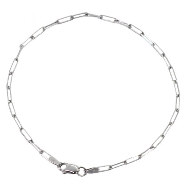 2mm Paperclip Bracelet, White Gold