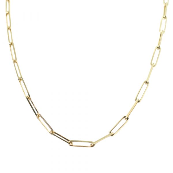 3.7mm Paperclip Chain 18” 14K