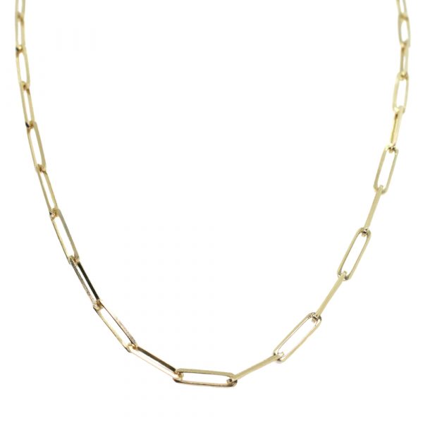 3.7mm Paperclip Chain 20” 14K