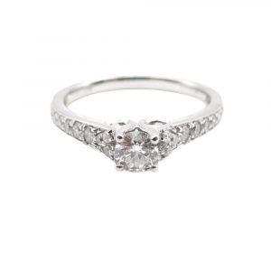 Cathedral Diamond Half Carat Engagement Ring