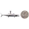 Custom Kingfish Pendant with .005ct Diamond Accent 14K White Gold Coin Size Comparison