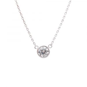 Diamond Solitaire Station Necklace White Gold .40ct