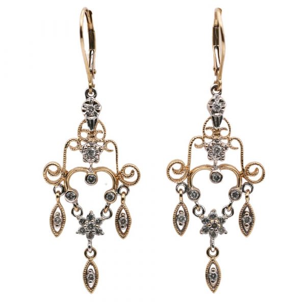 Filigree Chandelier Earrings 14K Two-Tone