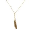 Gold Tassel Lariat Rope Chain Necklace 14K