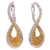 Golden Topaz & Diamond Drop Earrings 14K Two-Tone