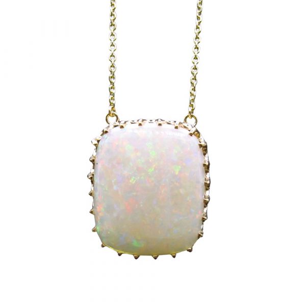 Large Australian Opal Station Necklace Yellow Gold