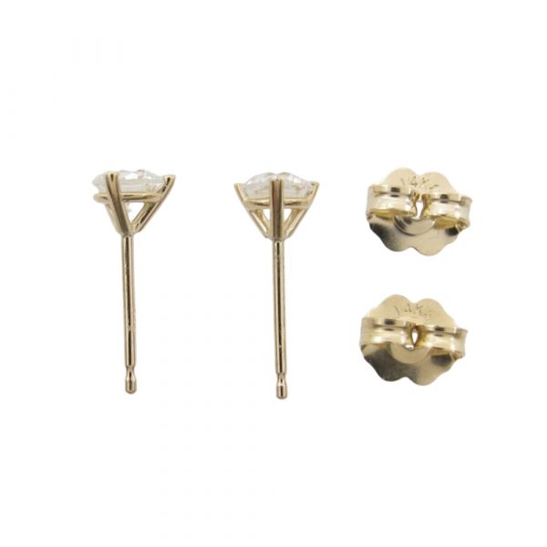 Martini Diamond Stud Earrings Gold Backs