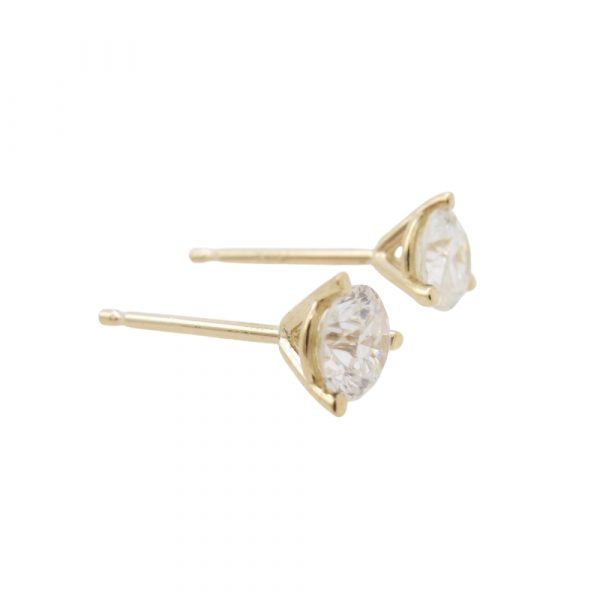 Martini Diamond Stud Earrings Gold Side