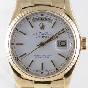 Pre-owned Rolex 36mm Day-Date Presidential (1980) 18k Yellow Gold 18038 Front Close