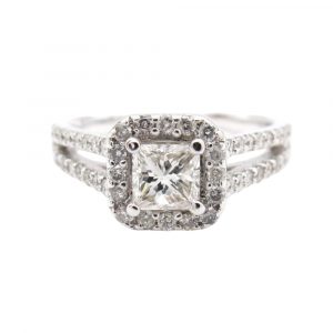 Princess Halo Split Shank Engagement Ring