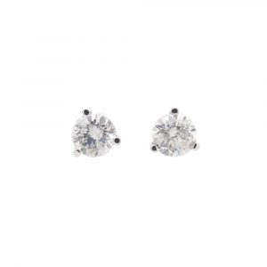 Round Brilliant Diamond Stud Earrings Martini White Gold