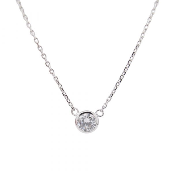 Solitaire Diamond By The Inch Necklace White Gold .32