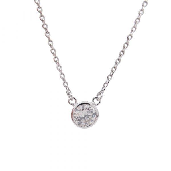 Solitaire Diamond By The Inch Necklace White Gold .37