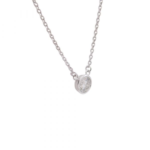 Solitaire Diamond By The Inch Necklace White Gold .37 side