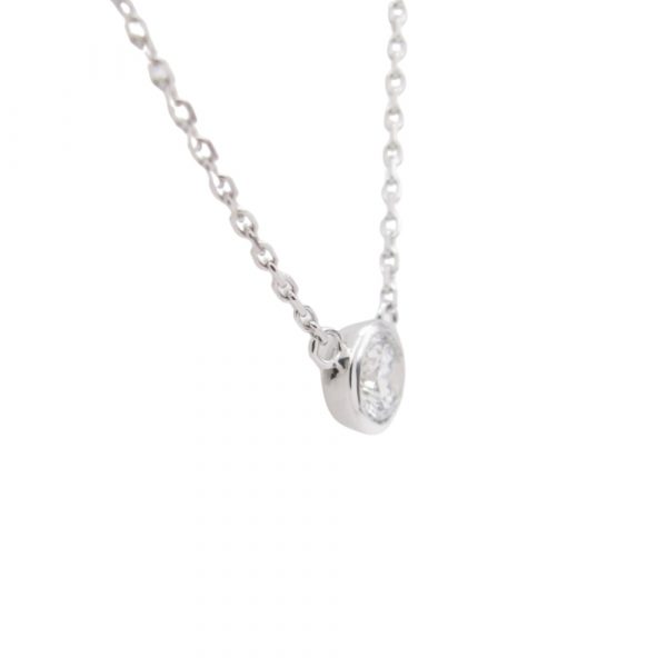 Solitaire Diamond By The Inch Necklace White Gold Side .32