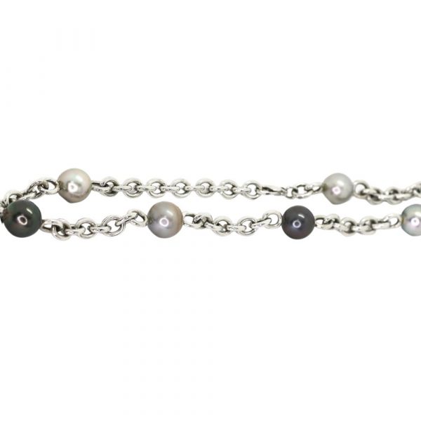 South Sea Tahitian Pearl Station Necklace 14K Close Up