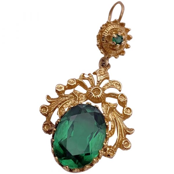 Victorian Pendant 14K Gold and Green Spinel