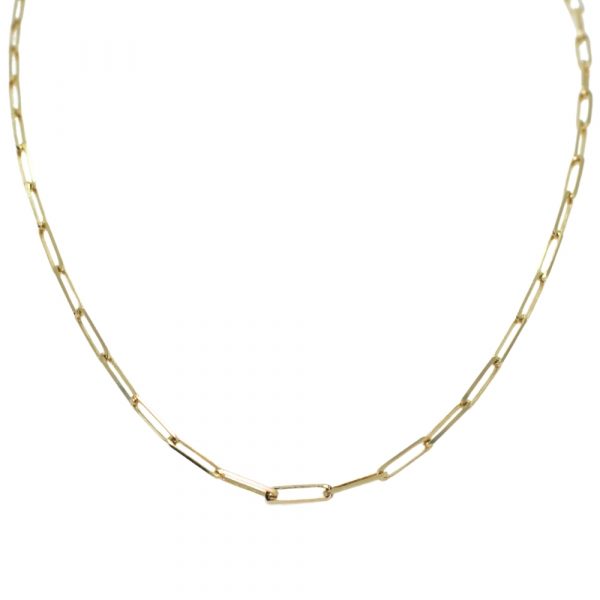 Yellow Gold 2.7mm Paperclip Chain, 20”