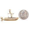 0.19ctw Diamond Custom Open Fisherman Boat Pendant 14k Yellow Gold Coin Size Comparison