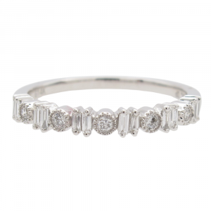 0.20ctw Baguette & Round Diamond Stack Band 14K