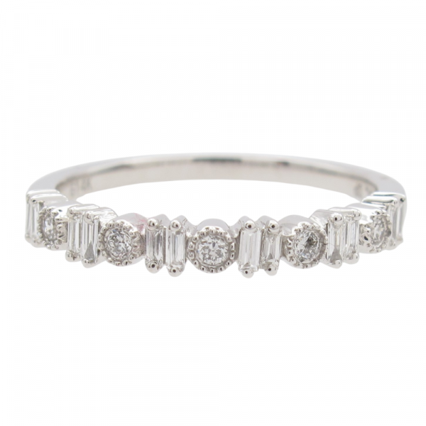 0.20ctw Baguette & Round Diamond Stack Band 14K