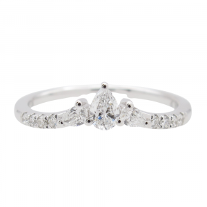 0.305ctw Pear Diamond Curved Band Ring 14K