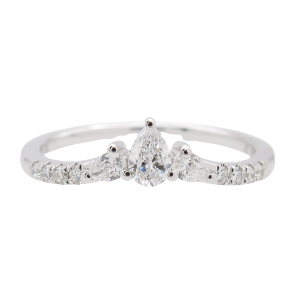 0.305ctw Pear Diamond Curved Band Ring 14K