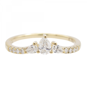 0.306ctw Pear Diamond Curved Band 14K Yellow Gold